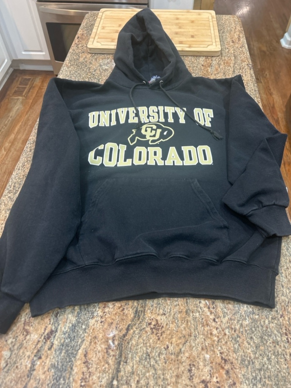 Champion University of Colorado Hoodie Medium Black CU Buffalo Sweatshirt - Picture 2 of 3